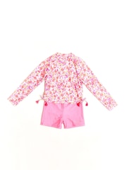 Nicole Miller Pink Rash Guard And Shorts Set - Image 1 of 5