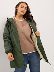 Yours Curve Green Short Waterproof Coat - Image 1 of 6