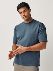 Navy Blue Garment Dye Heavyweight Relaxed Cotton T-Shirt - Image 1 of 8