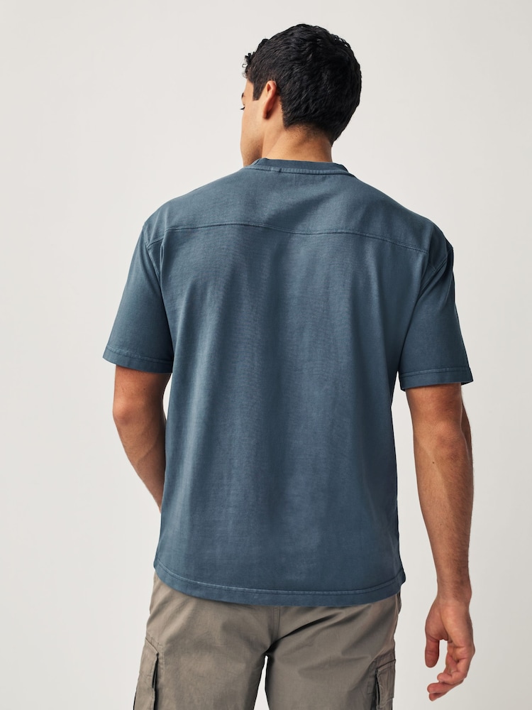Bleu marine - Garment Dye Heavyweight Relaxed Cotton T-Shirt - Image 3 of 8