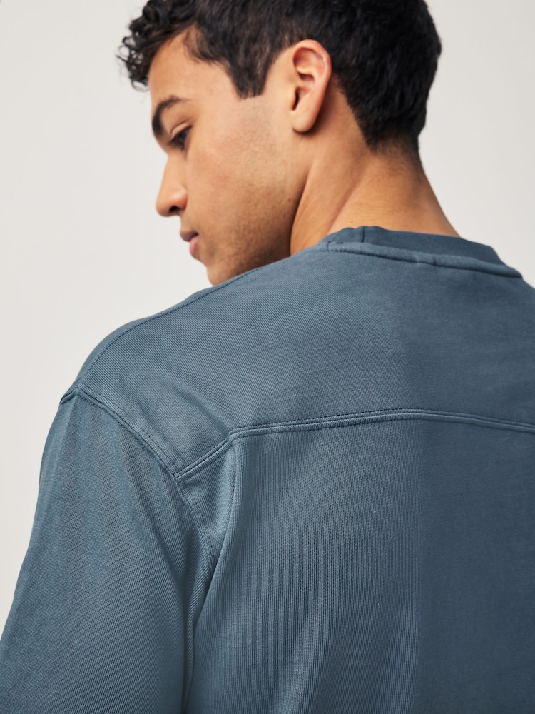 Bleu marine - Garment Dye Heavyweight Relaxed Cotton T-Shirt - Image 4 of 8