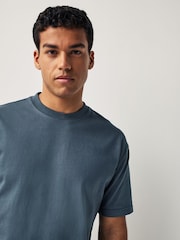Navy Blue Garment Dye Heavyweight Relaxed Cotton T-Shirt - Image 5 of 8