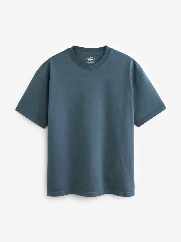 Bleu marine - Garment Dye Heavyweight Relaxed Cotton T-Shirt - Image 6 of 8