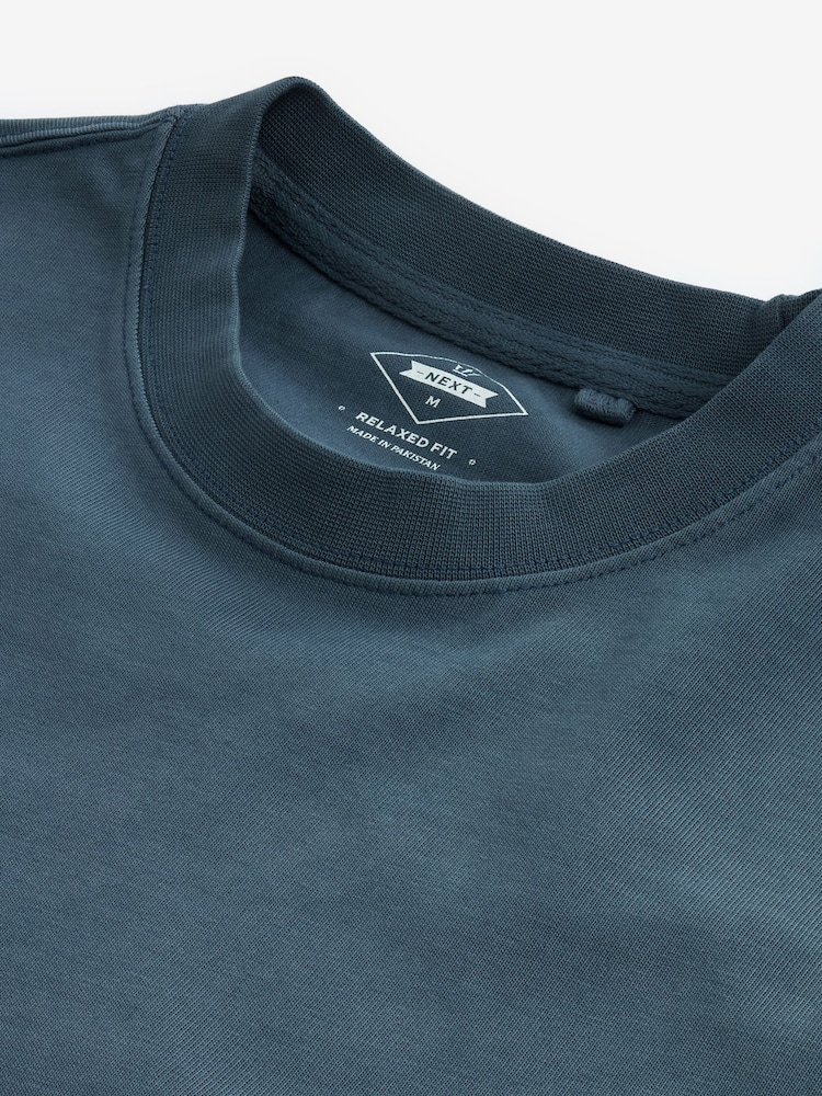 Bleu marine - Garment Dye Heavyweight Relaxed Cotton T-Shirt - Image 7 of 8