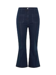 Yours Curve Blue Limited Seam Detail Flared Jeans - Image 6 of 7