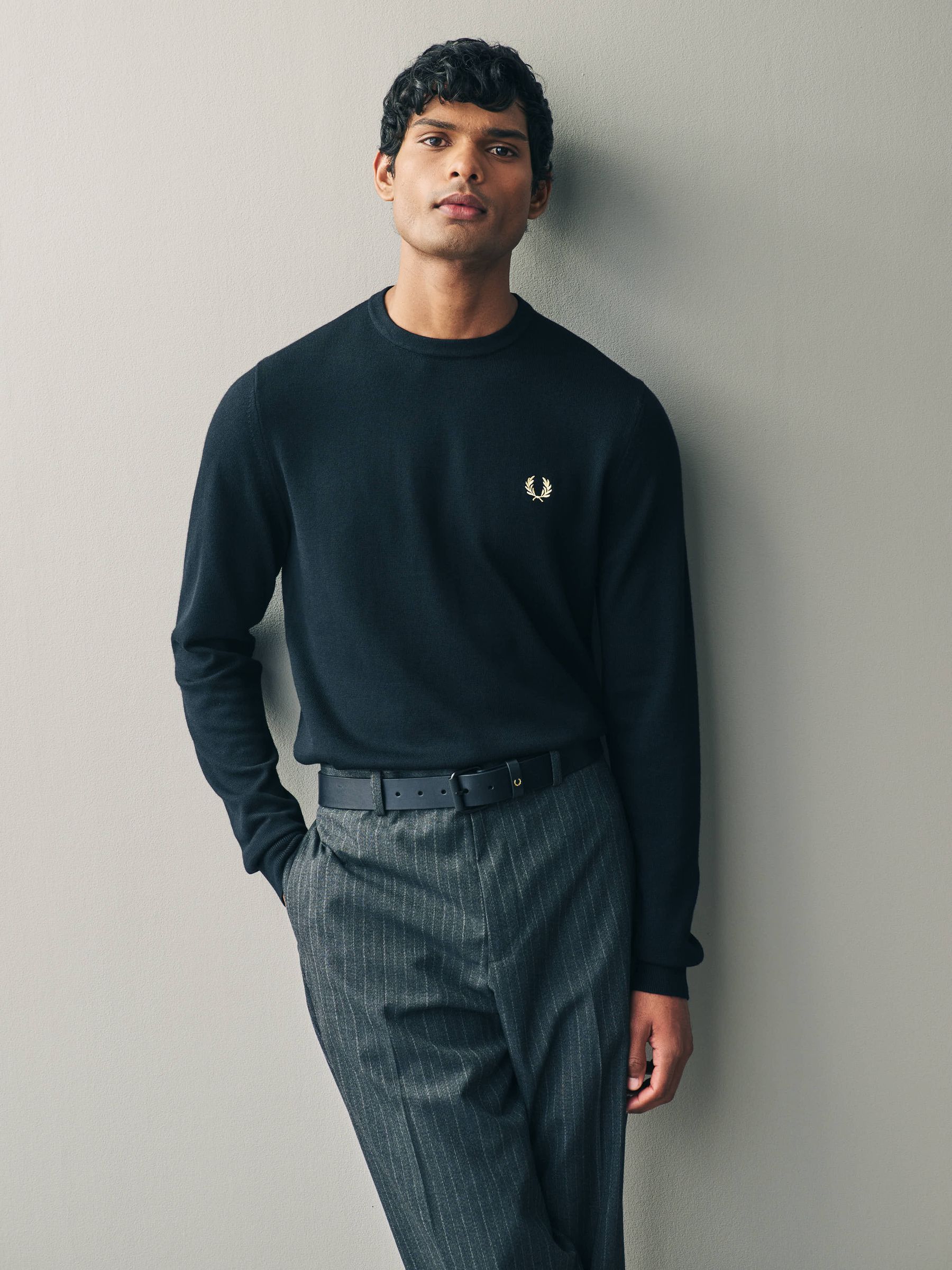 Fred perry ribbed crew neck jumper discount