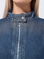 Yours Curve Blue Limited Funnel Neck Denim Jacket - Image 5 of 5