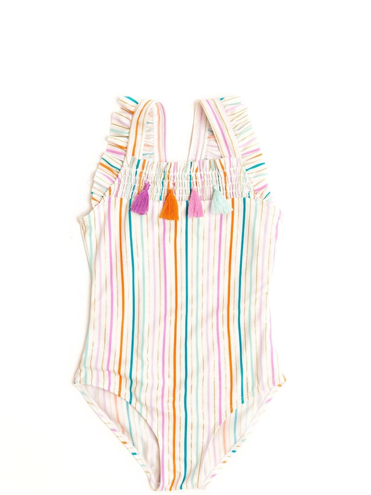 Nicole Miller Stripe White Swimsuit - Image 1 of 4 Nicole Miller Stripe White Swimsuit - Image 1 of 4