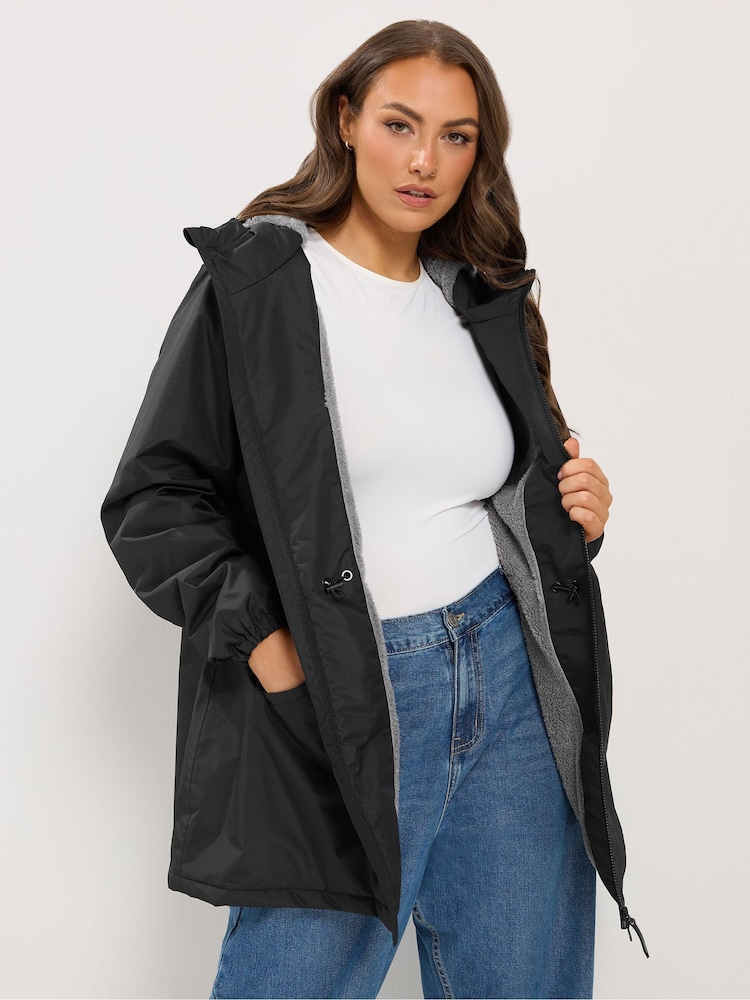 Yours Curve Black Short Waterproof Coat - Image 1 of 6 Yours Curve Black Short Waterproof Coat - Image 1 of 6