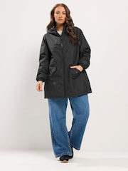 Yours Curve Black Short Waterproof Coat - Image 2 of 6