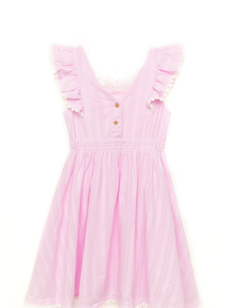 Nicole Miller Pink Jacquard 100% Cotton Dress - Image 2 of 5