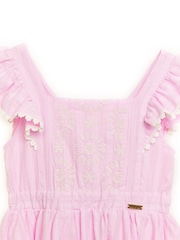 Nicole Miller Pink Jacquard 100% Cotton Dress - Image 3 of 5