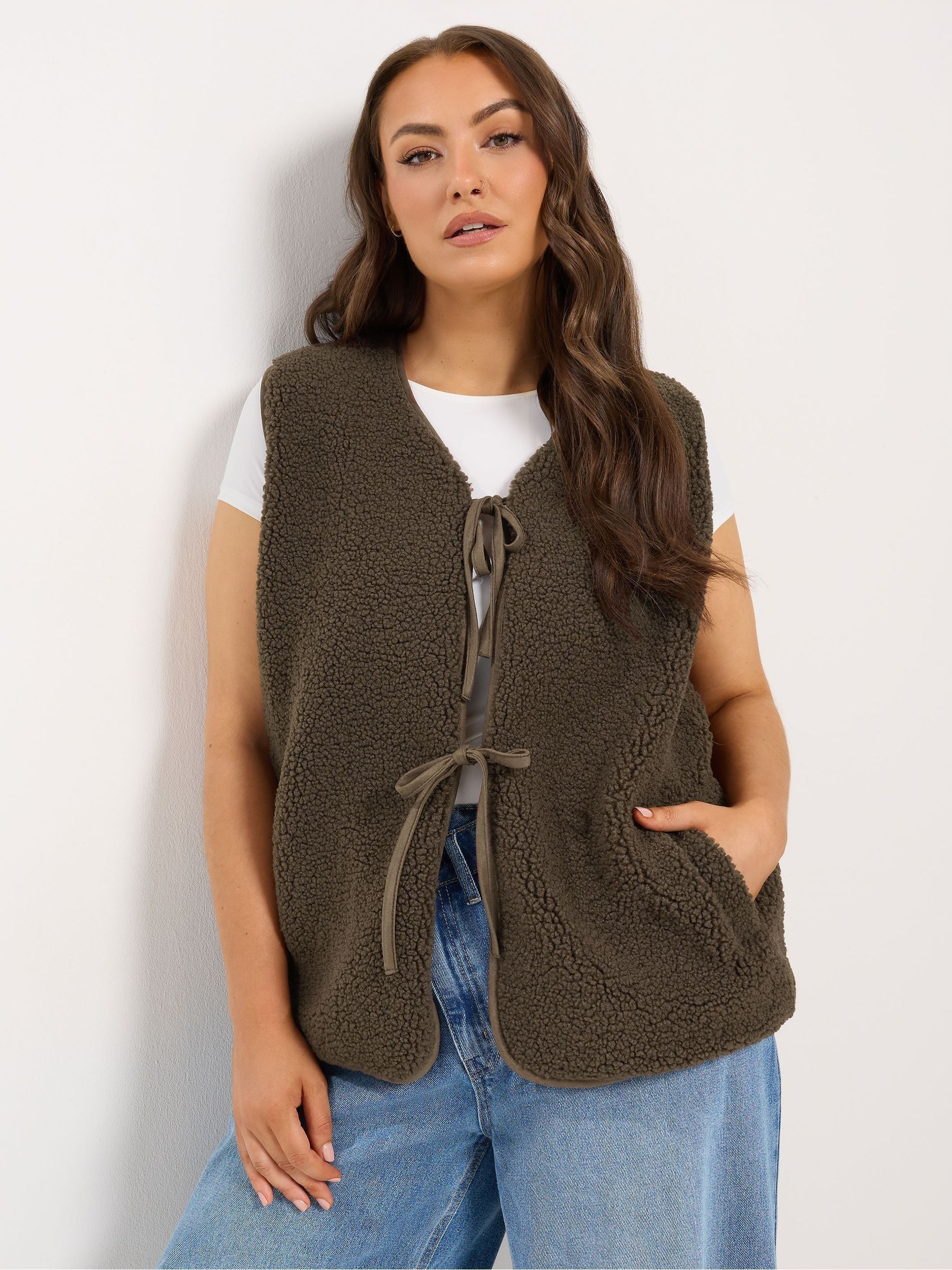 Yours Women's Chocolate Tie Front Fleece In | Size: 30-32 - Image 2