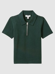 Reiss Emerald Creed Junior Textured Half-Zip Polo Shirt - Image 2 of 6
