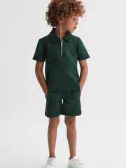 Reiss Emerald Creed Junior Textured Half-Zip Polo Shirt - Image 3 of 6