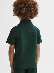 Reiss Emerald Creed Junior Textured Half-Zip Polo Shirt - Image 5 of 6