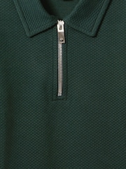 Reiss Emerald Creed Junior Textured Half-Zip Polo Shirt - Image 6 of 6
