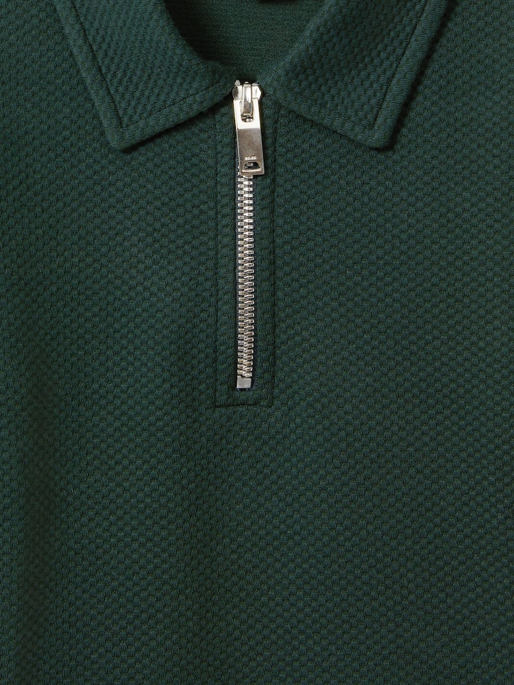 Reiss Emerald Creed Junior Textured Half-Zip Polo Shirt - Image 6 of 6