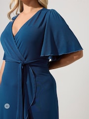 Yours Curve Blue London Ruffle ITY Dress - Image 4 of 6