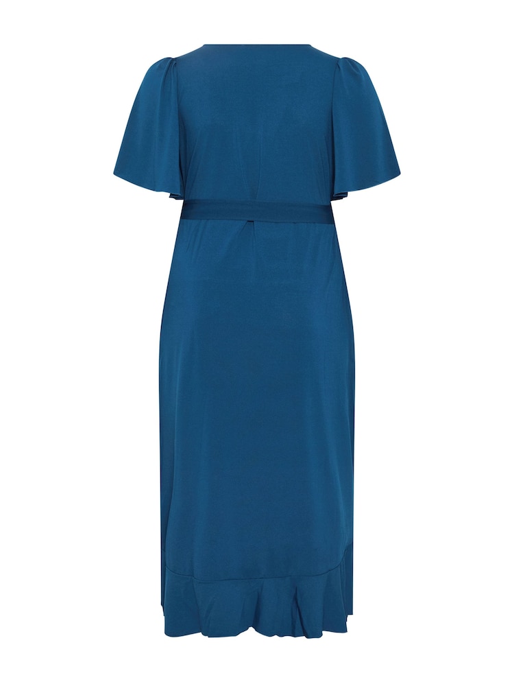 Yours Curve Blue London Ruffle ITY Dress - Image 6 of 6
