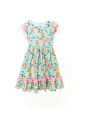 Nicole Miller Green Mixed 100% Cotton Floral Dress - Image 1 of 4