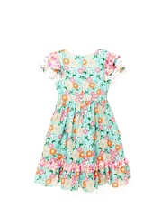 Nicole Miller Green Mixed 100% Cotton Floral Dress - Image 2 of 4