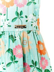 Nicole Miller Green Mixed 100% Cotton Floral Dress - Image 4 of 4
