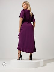 Yours Curve Dark Purple London Ruffle ITY Dress - Image 3 of 6