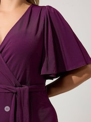 Yours Curve Dark Purple London Ruffle ITY Dress - Image 4 of 6