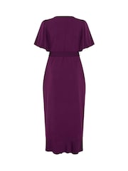 Yours Curve Dark Purple London Ruffle ITY Dress - Image 6 of 6