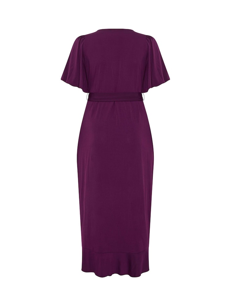 Yours Curve Dark Purple London Ruffle ITY Dress - Image 6 of 6