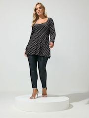 Yours Curve Black Glitter Velvet Square Neck Top - Image 2 of 6