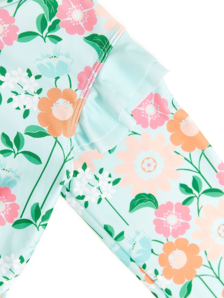 Nicole Miller Green Floral Long Sleeves Rash Guard - Image 3 of 5