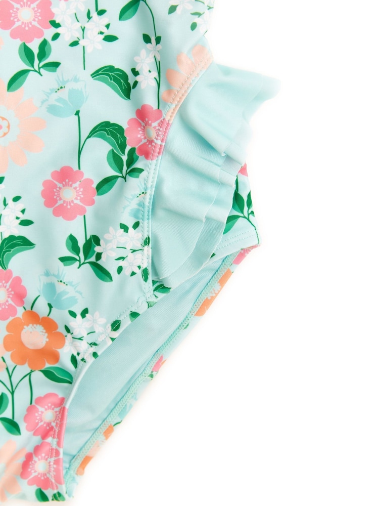 Nicole Miller Green Floral Long Sleeves Rash Guard - Image 4 of 5