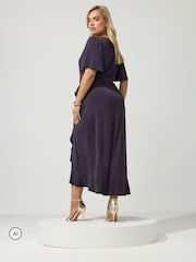 Yours Curve Purple London Ruffle ITY Dress - Image 3 of 6