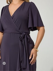 Yours Curve Purple London Ruffle ITY Dress - Image 4 of 6