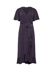 Yours Curve Purple London Ruffle ITY Dress - Image 5 of 6