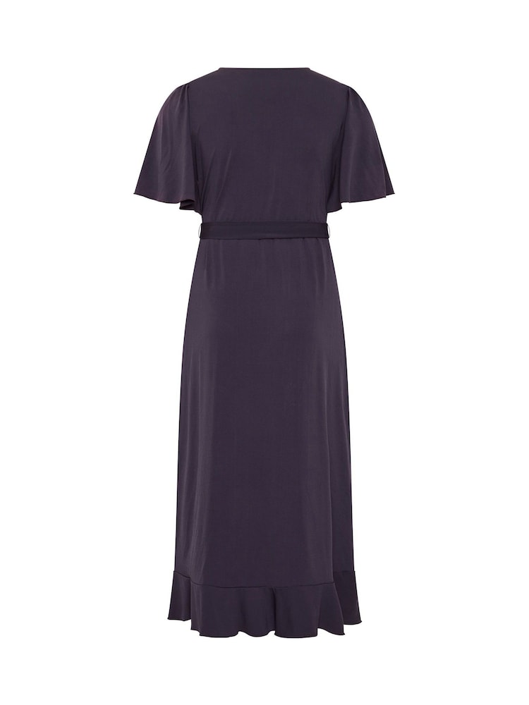 Yours Curve Purple London Ruffle ITY Dress - Image 6 of 6
