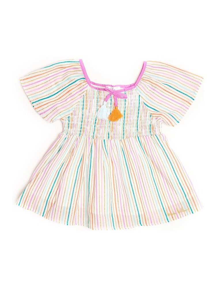 Nicole Miller Striped 100% Cotton White Blouse - Image 1 of 4