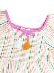 Nicole Miller Striped 100% Cotton White Blouse - Image 3 of 4