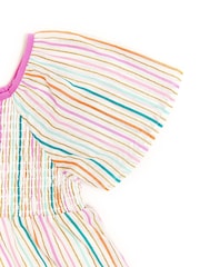 Nicole Miller Striped 100% Cotton White Blouse - Image 4 of 4