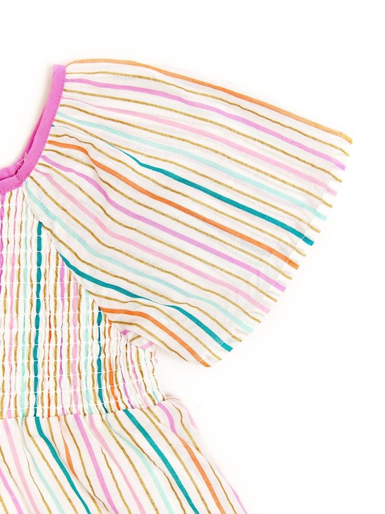 Nicole Miller Striped 100% Cotton White Blouse - Image 4 of 4