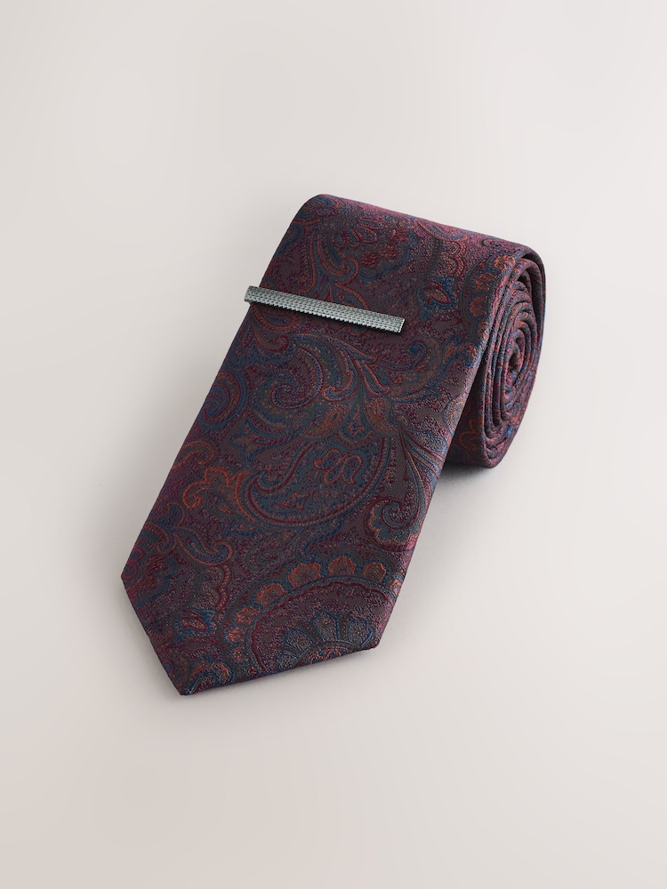 Burgundy Red Design Tie Clip - Image 1 of 3 Burgundy Red Design Tie Clip - Image 1 of 3