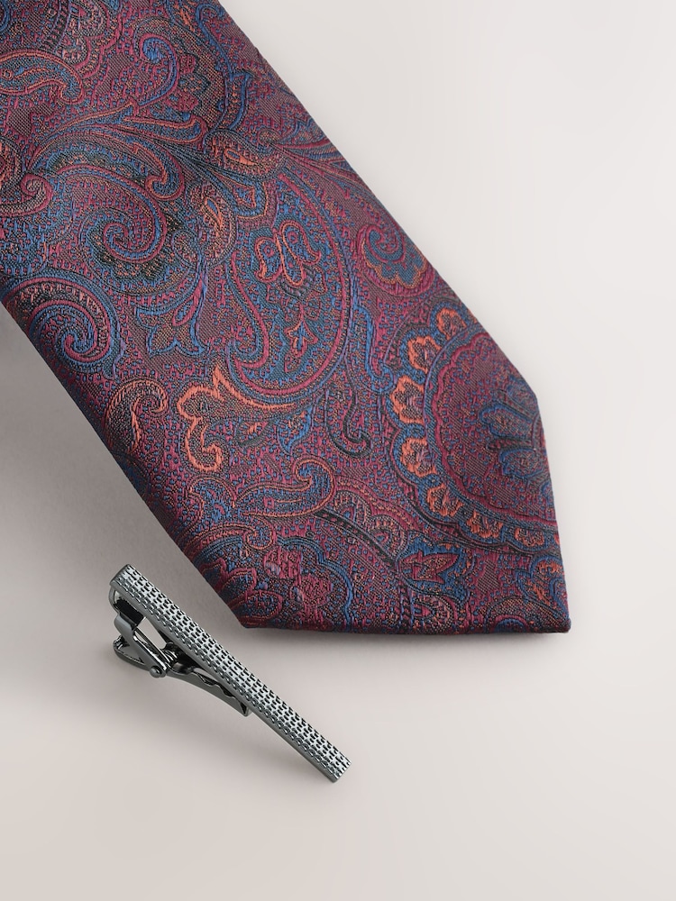 Burgundy Red Design Tie Clip - Image 2 of 3 Burgundy Red Design Tie Clip - Image 2 of 3
