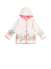 Nicole Miller Floral Print White Raincoat - Image 1 of 4