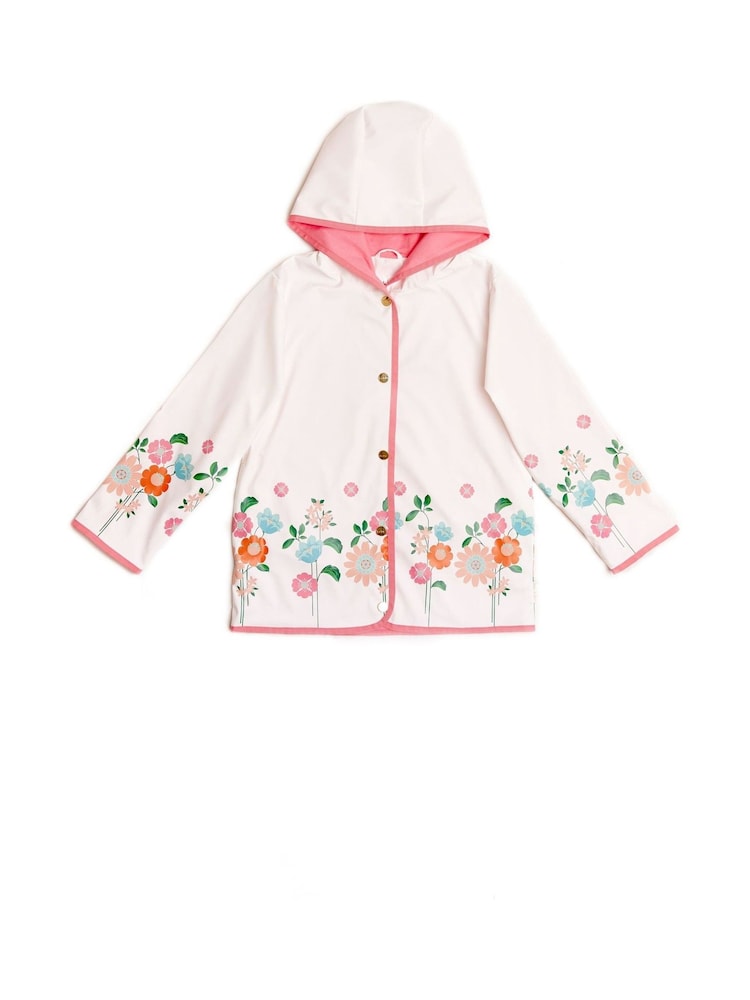 Nicole Miller Floral Print White Raincoat - Image 1 of 4