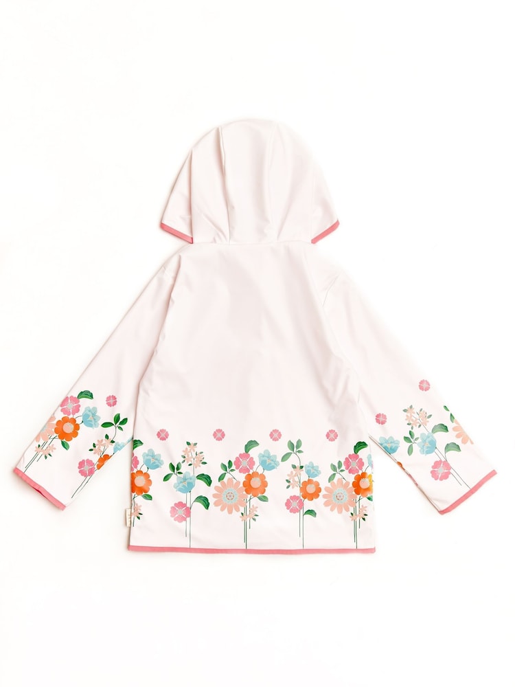 Nicole Miller Floral Print White Raincoat - Image 2 of 4