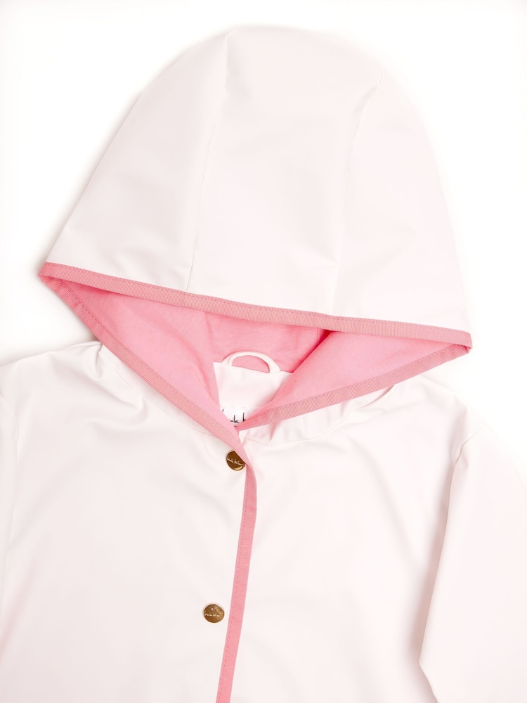 Nicole Miller Floral Print White Raincoat - Image 3 of 4