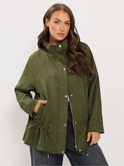 Yours Curve Green Suedette Draw Cord Jacket - Image 1 of 6