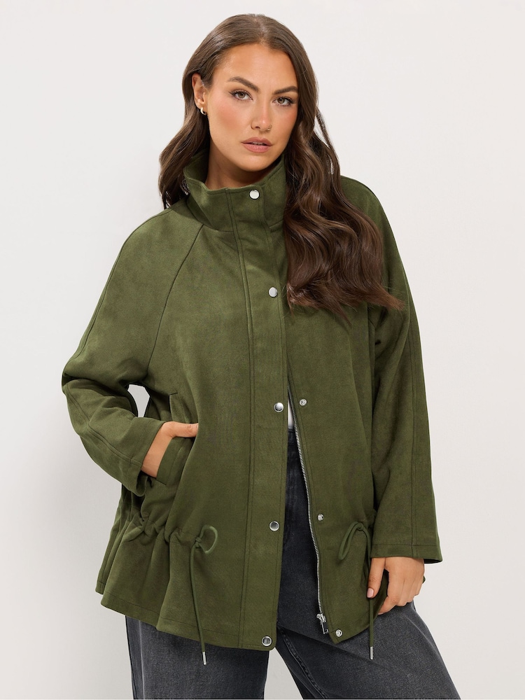 Yours Curve Green Suedette Draw Cord Jacket - Image 1 of 6 Yours Curve Green Suedette Draw Cord Jacket - Image 1 of 6